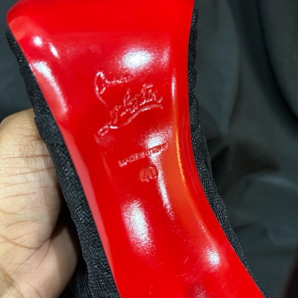 Christian Louboutin Libellibooty 100 Black Mesh Tulle Ankle Boot Heel Pump 40 - Picture 5 of 11